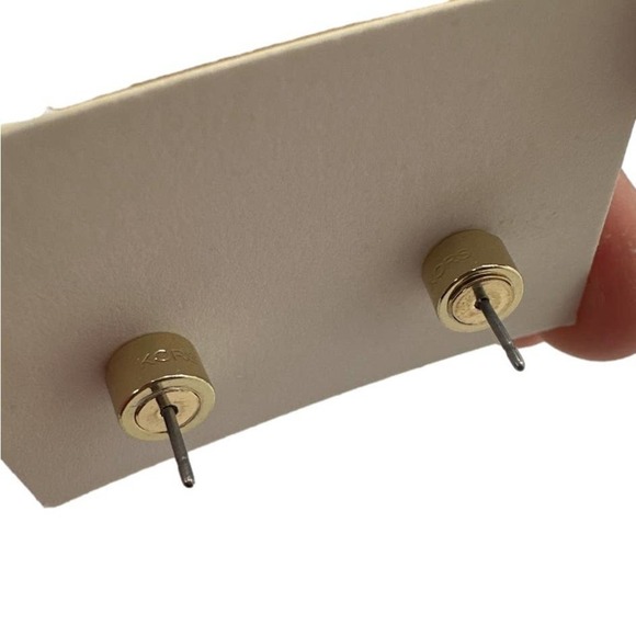 MICHAEL KORS Est 1981 (Rose & Gold) Gold-Tone Logo Padlock Stud Earrings - Picture 8 of 8